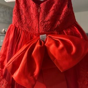 Elegant Red Lace Kids Dress